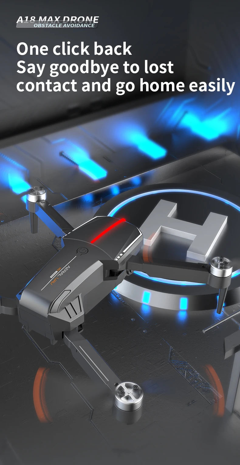 A18 MAX Drone, a1r maxdrone obstacle avoidance one click back goodbye