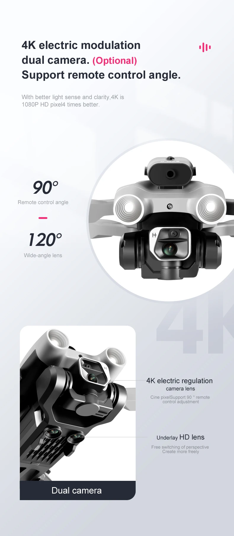 K9 RC Drone, 4k is 1080p hd pixel4 times better