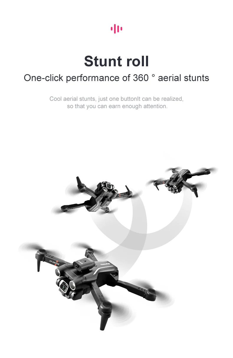 K9 RC Drone, stunt roll one-click performance of 360 aerial stunts cool aerial stunt