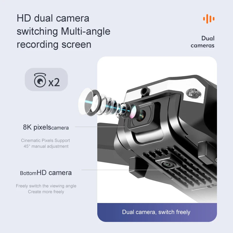 G6 Drone, hd dual camera switching multi-angle dual recording screen cameras 
