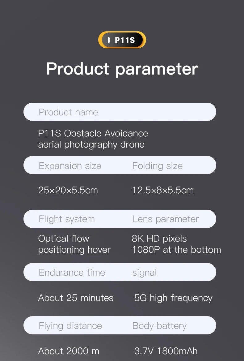 P11S Drone, FPV MINI Aerial Photography He