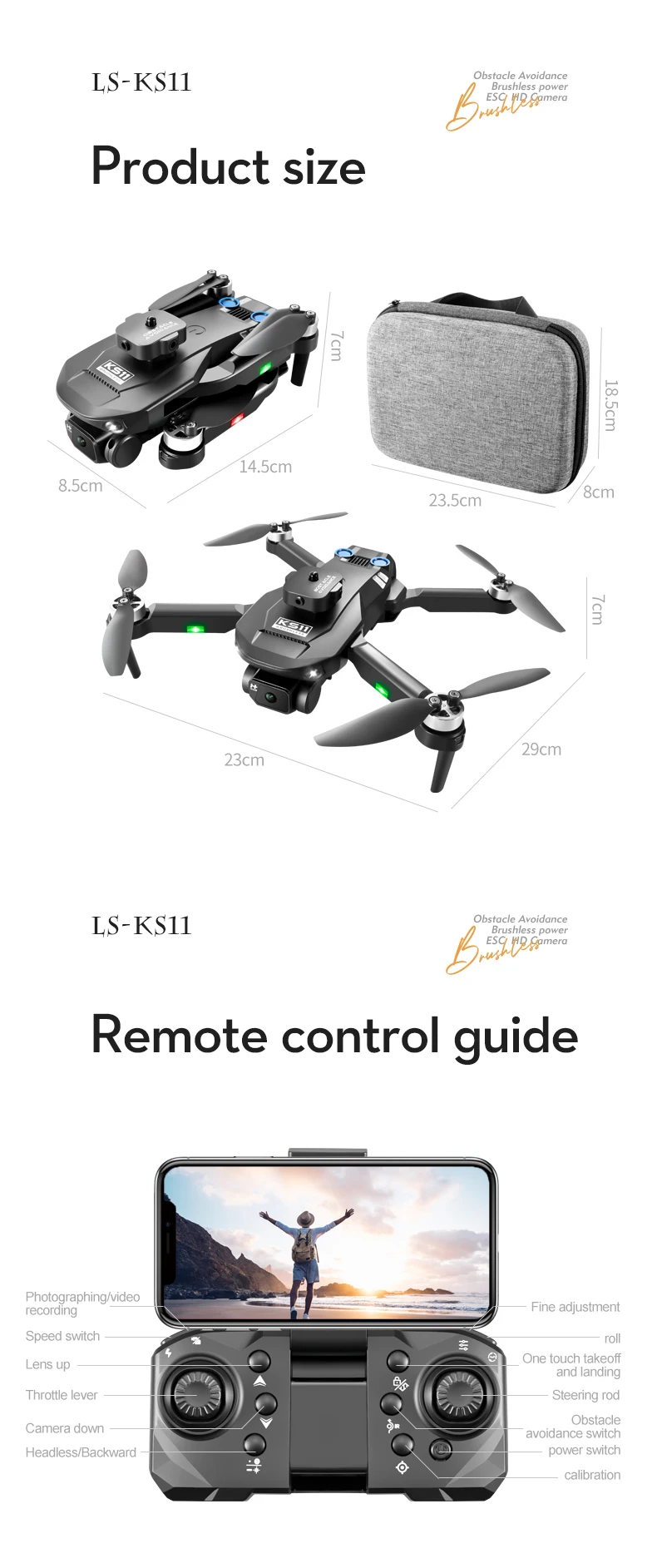 KS11 Drone, obstacle avoidance ls-ksii brushless power