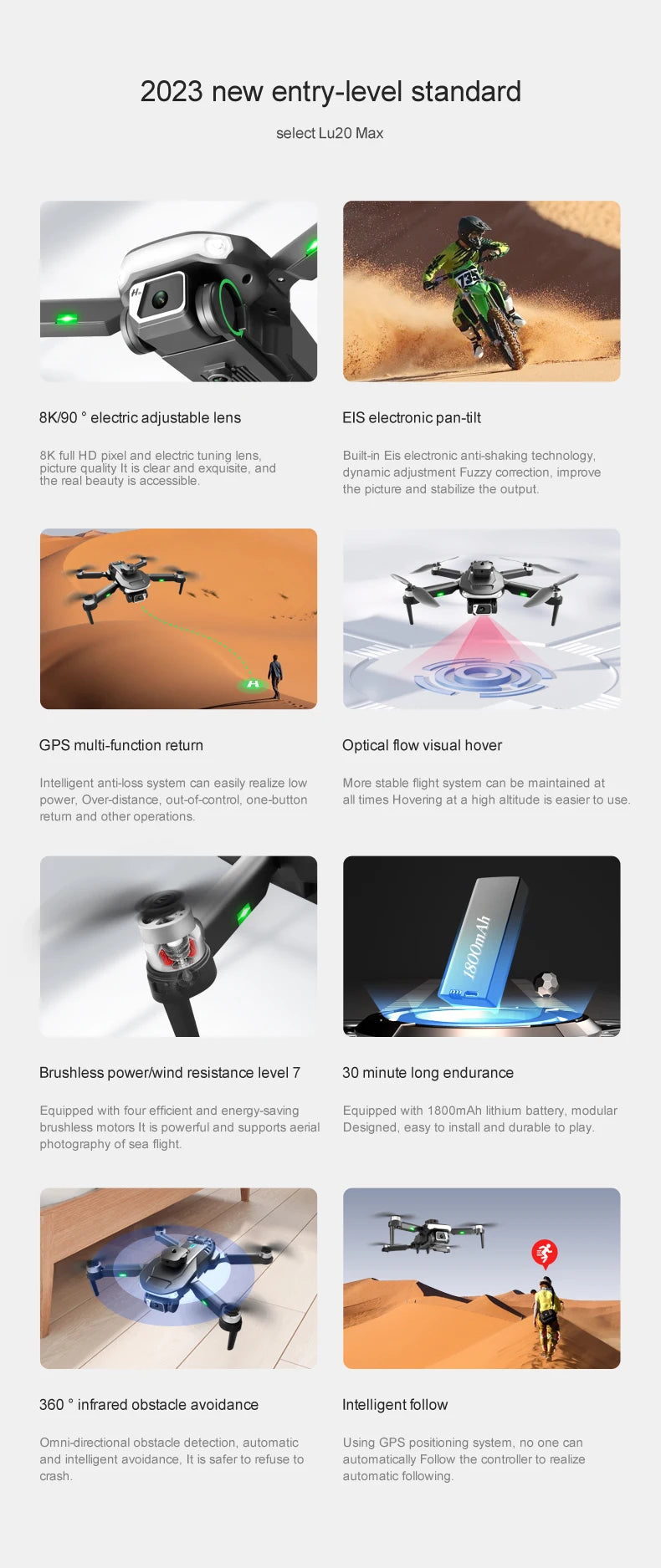 LU20 Drone, select lu20 max 8k/90 electric adjustable lens 