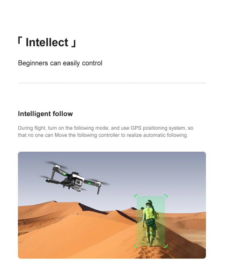 LU20 Drone, beginners can easily control intelligent follow during flight, turn on the following mode