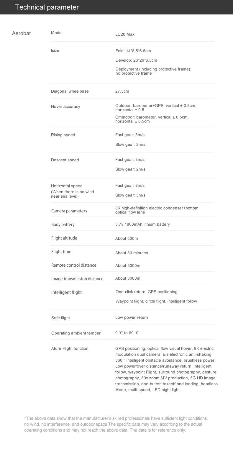 LU20 Drone, -with altitude hold mode function, it can provide stable flight