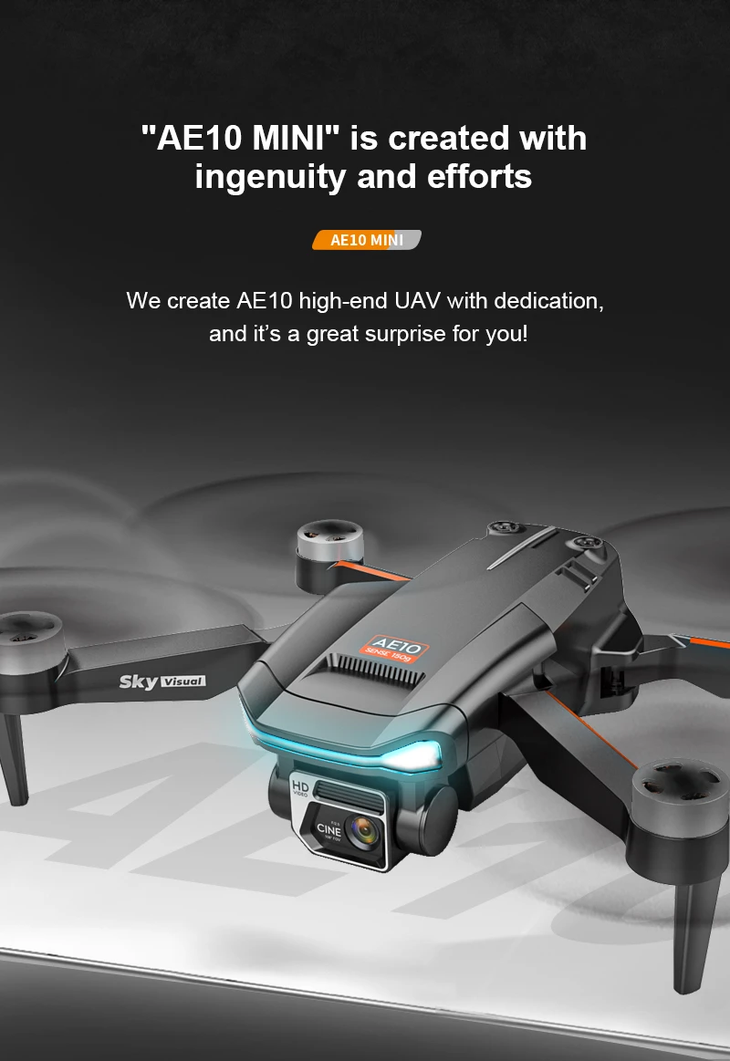 طائرة بدون طيار KBDFA AE10 - طائرة بدون طيار صغيرة بدون فرشاة 6K Fpv HD 4K احترافية بكاميرا مزدوجة طائرات بدون طيار هدية عيد الميلاد GPS كوادكوبتر Rc ألعاب للأولاد 15 KBDFA AE10 Drone, "ae1o mini" is created with ingenuity