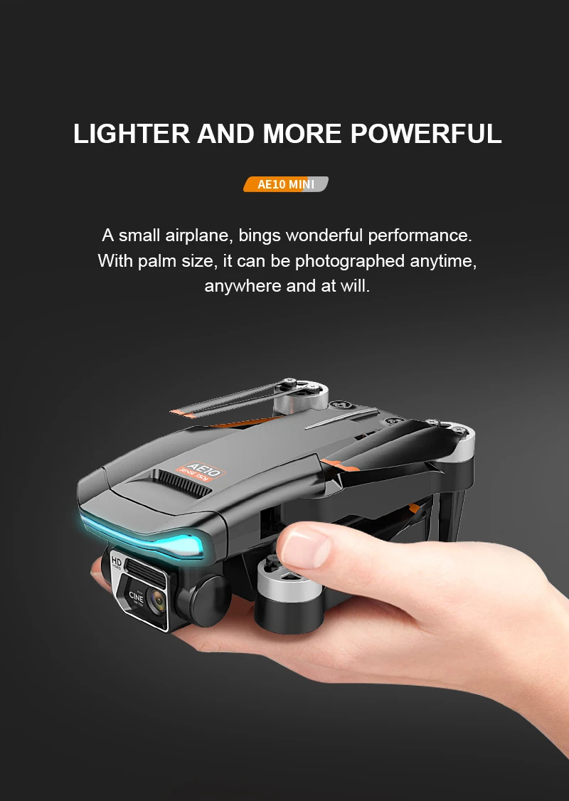 طائرة بدون طيار KBDFA AE10 - طائرة بدون طيار صغيرة بدون فرشاة 6K Fpv HD 4K احترافية بكاميرا مزدوجة طائرات بدون طيار هدية عيد الميلاد GPS كوادكوبتر Rc ألعاب للأولاد 18 KBDFA AE10 Drone, lighter and more powerful ae1o mini a small airplane