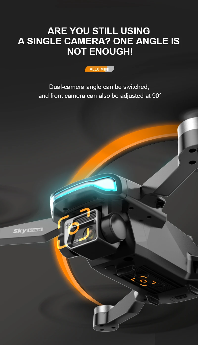 طائرة بدون طيار KBDFA AE10 - طائرة بدون طيار صغيرة بدون فرشاة 6K Fpv HD 4K احترافية بكاميرا مزدوجة طائرات بدون طيار هدية عيد الميلاد GPS كوادكوبتر Rc ألعاب للأولاد 19 KBDFA AE10 Drone, ae1o mini dual-camera angle can be switched