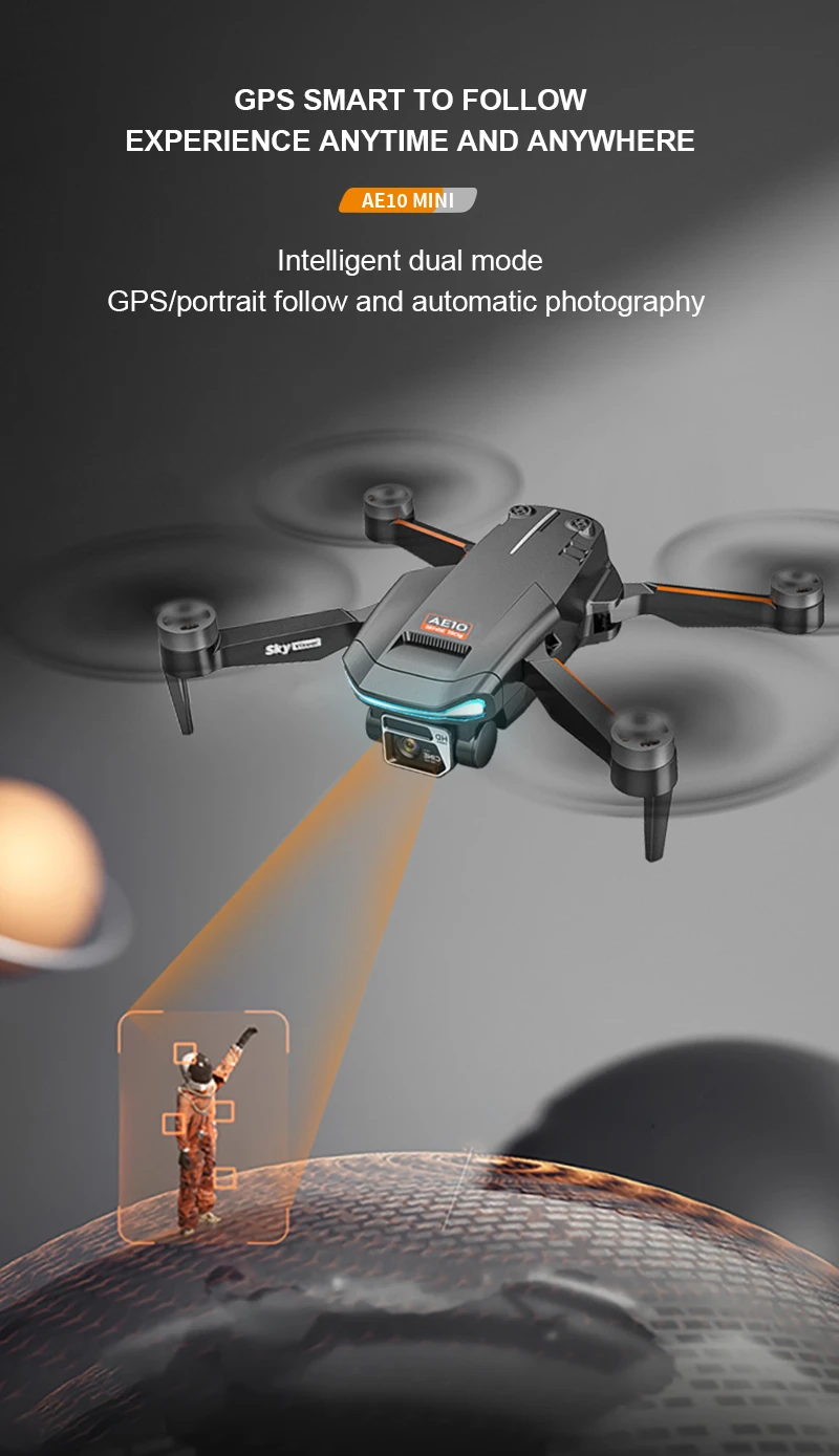 طائرة بدون طيار KBDFA AE10 - طائرة بدون طيار صغيرة بدون فرشاة 6K Fpv HD 4K احترافية بكاميرا مزدوجة طائرات بدون طيار هدية عيد الميلاد GPS كوادكوبتر Rc ألعاب للأولاد 23 KBDFA AE10 Drone, gps smart to follow experience anytime and anywhere ae