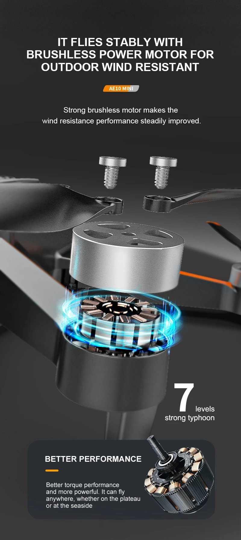 طائرة بدون طيار KBDFA AE10 - طائرة بدون طيار صغيرة بدون فرشاة 6K Fpv HD 4K احترافية بكاميرا مزدوجة طائرات بدون طيار هدية عيد الميلاد GPS كوادكوبتر Rc ألعاب للأولاد 25 KBDFA AE10 Drone, ae1o mini strong brushless motor makes the wind resistance