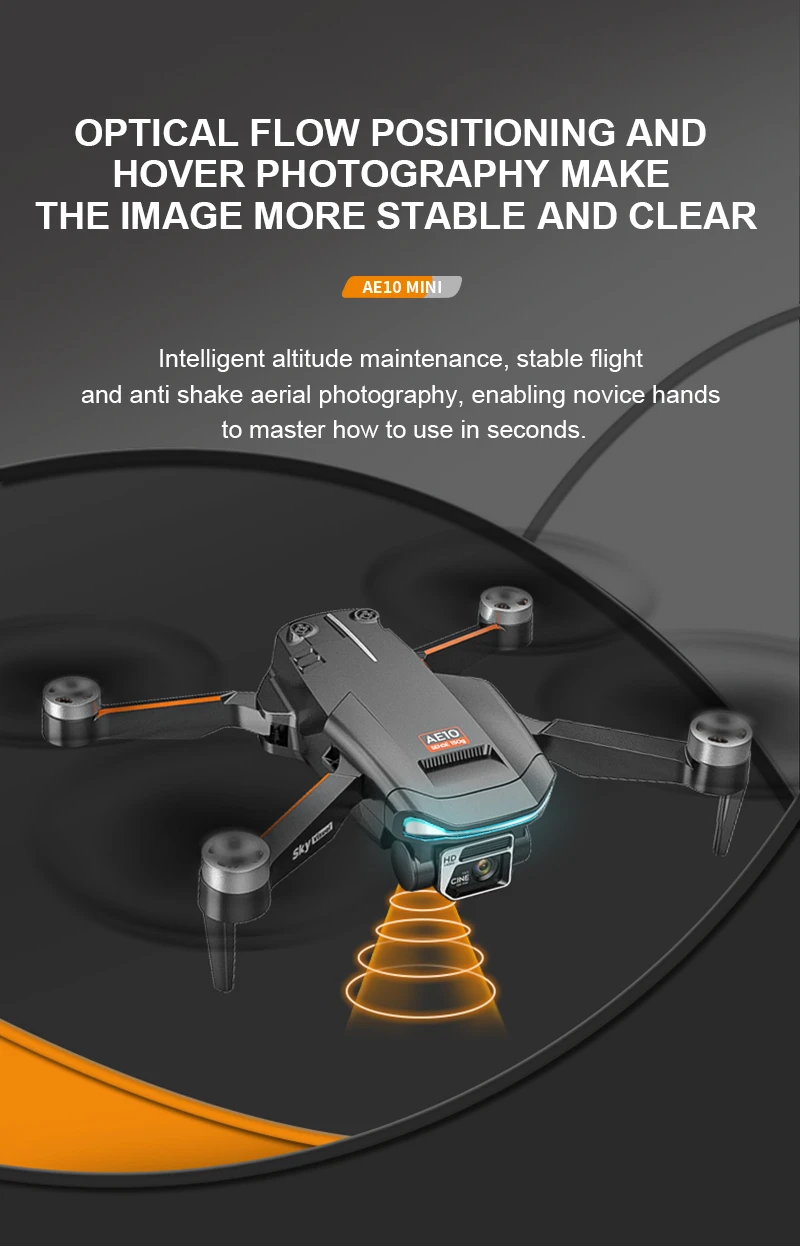 طائرة بدون طيار KBDFA AE10 - طائرة بدون طيار صغيرة بدون فرشاة 6K Fpv HD 4K احترافية بكاميرا مزدوجة طائرات بدون طيار هدية عيد الميلاد GPS كوادكوبتر Rc ألعاب للأولاد 26 KBDFA AE10 Drone, optical flow positioning and hover photography make the image more stable and clear