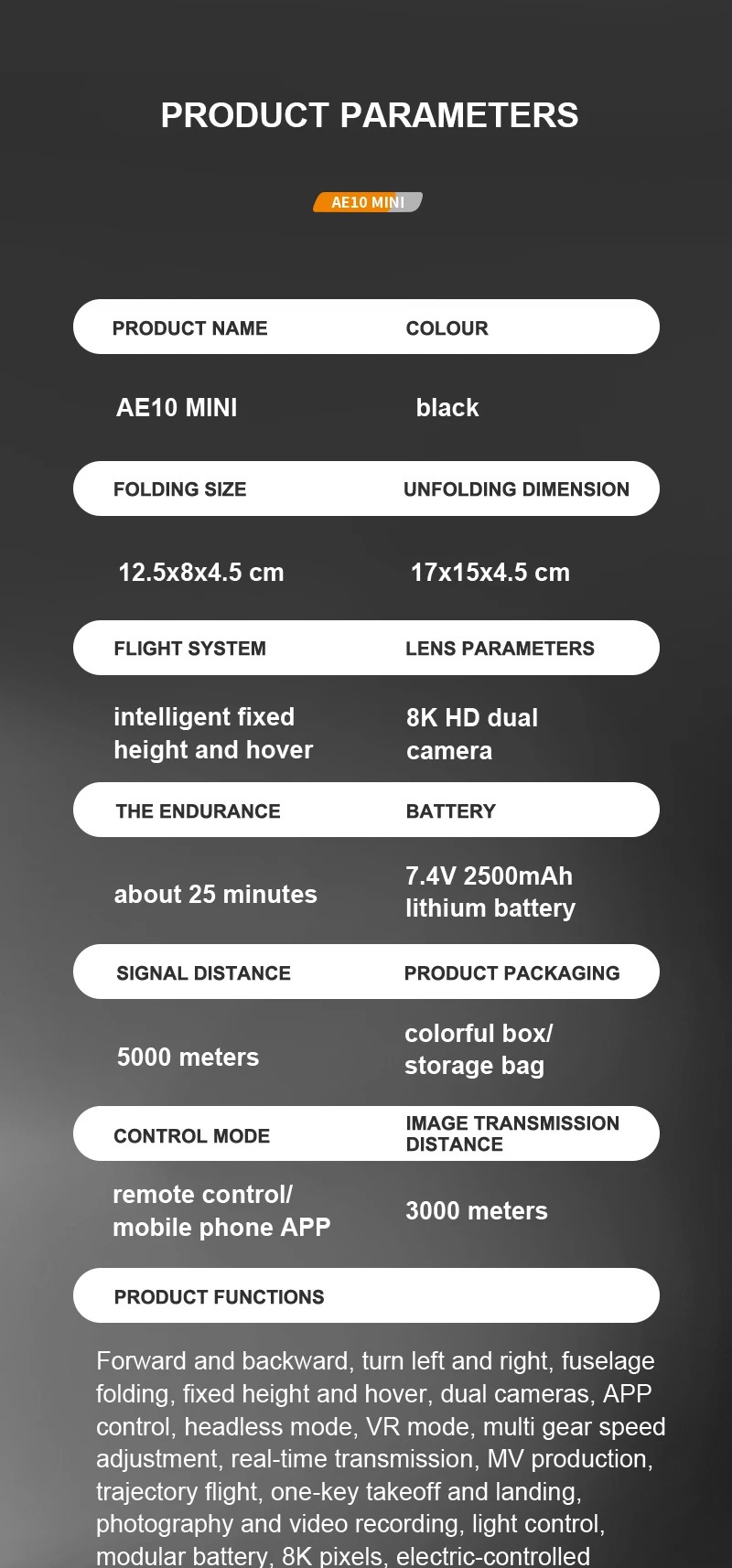 طائرة بدون طيار KBDFA AE10 - طائرة بدون طيار صغيرة بدون فرشاة 6K Fpv HD 4K احترافية بكاميرا مزدوجة طائرات بدون طيار هدية عيد الميلاد GPS كوادكوبتر Rc ألعاب للأولاد 30 KBDFA AE10 Drone, list of accessories: aircraft * 1 remote control * 1 body battery *
