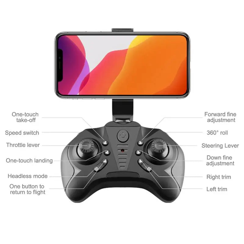 Q12 الطائرة بدون طيار - كاميرا 4K HD واي فاي Fpv ارتفاع ضغط الهواء عقد أسود ورمادي بدون طيار لعبة طائرات بدون طيار RC قابلة للطي 17 Q12 Drone, one-touch forward fine take-off adjustment speed switch 360" roll