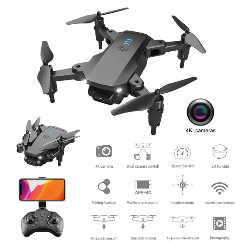 Q12 الطائرة بدون طيار - كاميرا 4K HD واي فاي Fpv ارتفاع ضغط الهواء عقد أسود ورمادي بدون طيار لعبة طائرات بدون طيار RC قابلة للطي 23 Q12 Drone, 4k cameras 4k camera dual camera switch speed control jd