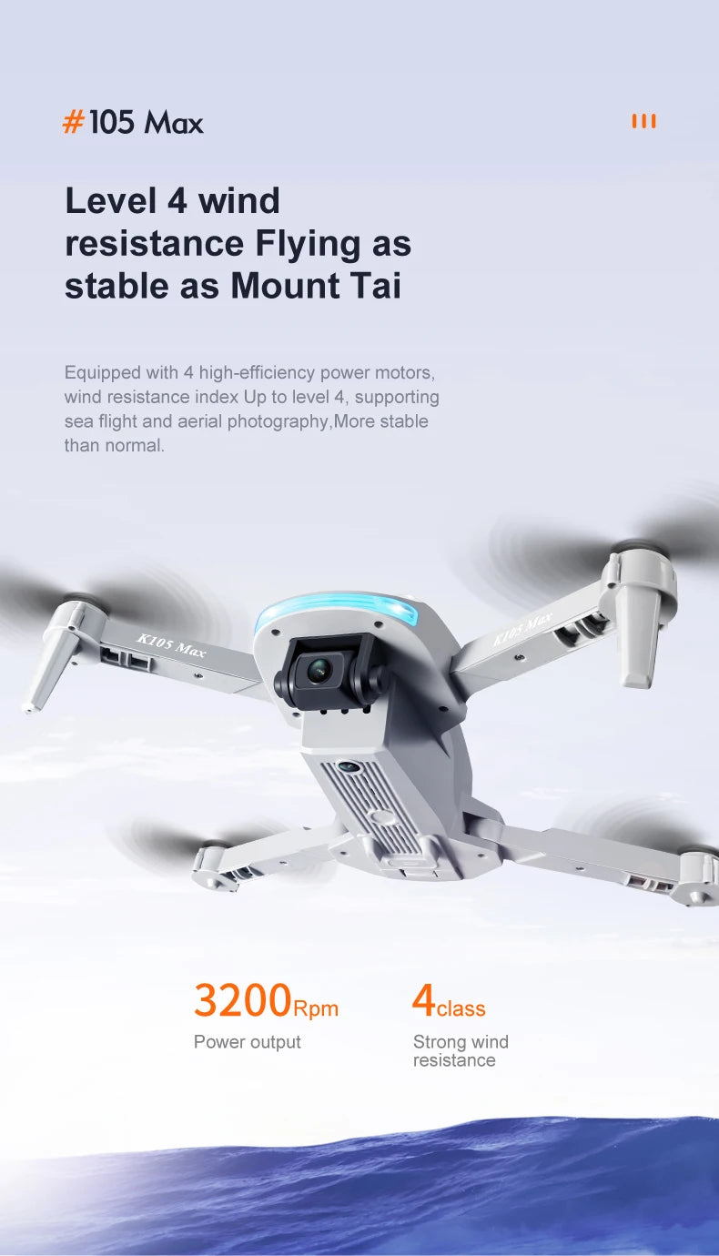 JINHENG K105 Max Drone - 4K HD كاميرا مزدوجة مع تجنب العوائق واي فاي Fpv ألعاب كوادكوبتر قابلة للطي للأطفال هوبي 38 JINHENG K105 Max Drone, mount tai equipped with 4 high-efficiency power motors