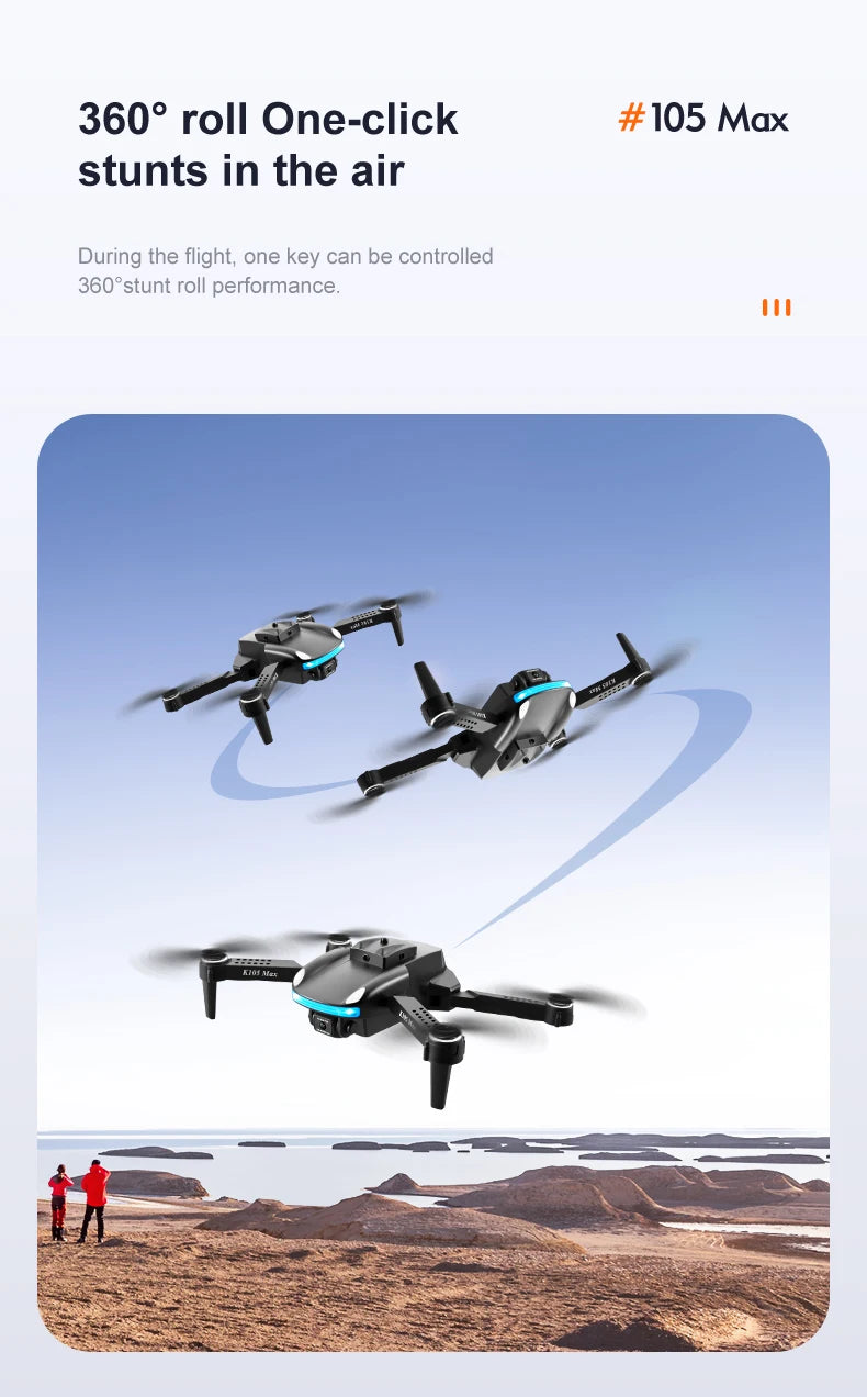 JINHENG K105 Max Drone - 4K HD كاميرا مزدوجة مع تجنب العوائق واي فاي Fpv ألعاب كوادكوبتر قابلة للطي للأطفال هوبي 39 JINHENG K105 Max Drone, 3609 roll one-click 105 max stunts in the air