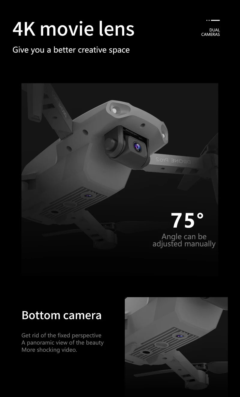 XKJ E99 RC Mini Drone - 4K 1080P 720P كاميرا مزدوجة WIFI FPV التصوير الجوي هليكوبتر قابلة للطي كوادكوبتر بدون طيار 29 XKJ E99 RC Mini Drone, 4k movie lens cameras give you a better creative space so1