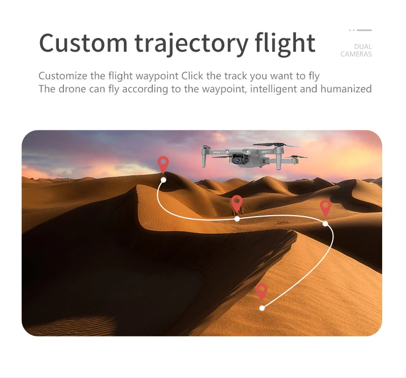 XKJ E99 RC Mini Drone - 4K 1080P 720P كاميرا مزدوجة WIFI FPV التصوير الجوي هليكوبتر قابلة للطي كوادكوبتر بدون طيار 39 XKJ E99 RC Mini Drone, custom trajectory flight cambhas customize the flight waypoint click the track