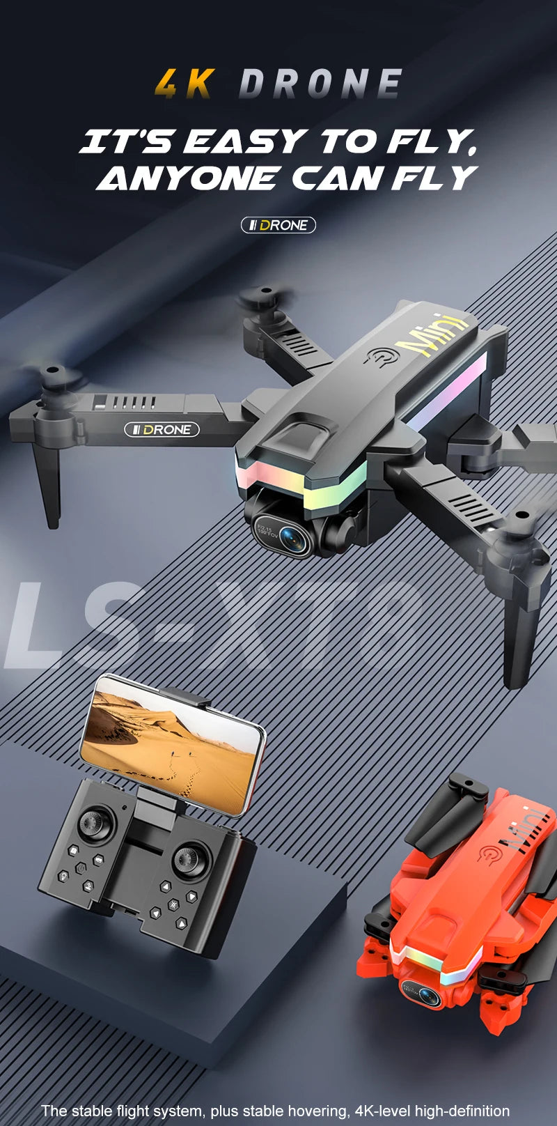 XT8 RC Mini Drone - 2024 جديد 4K كاميرا مزدوجة عالية الدقة تصوير فيديو Led بدون طيار كوادكوبتر مع FPV مفتاح واحد ألعاب العودة للأطفال هدية 24 XT8 RC Mini Drone