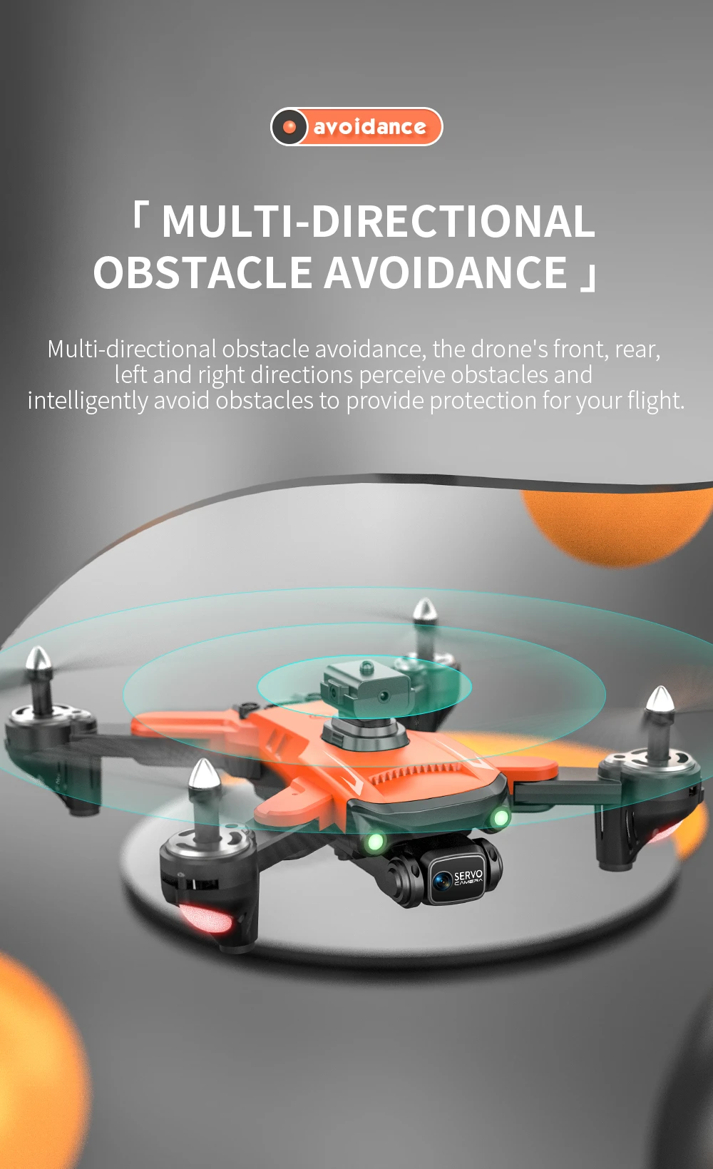 KBDFA XS011 Drone, drone's front, rear; left and right directions perceive obstacles 