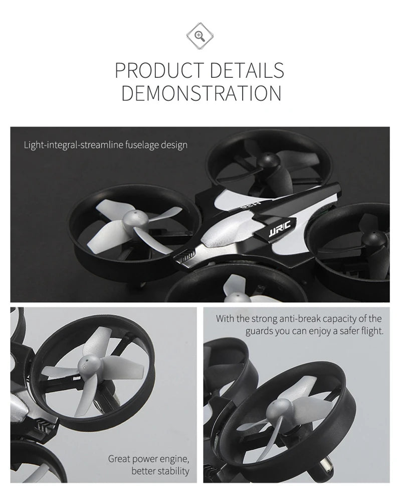 JJRC H36 RC طائرة صغيرة بدون طيار - طائرة هليكوبتر 4CH لعبة كوادكوبتر بدون رأس 6 محاور مفتاح واحد إرجاع 360 درجة فليب LED ألعاب RC VS H56 H74 31 JJRC H36 RC Mini Drone, the strong anti-break capacity of the you can enjoy a safer