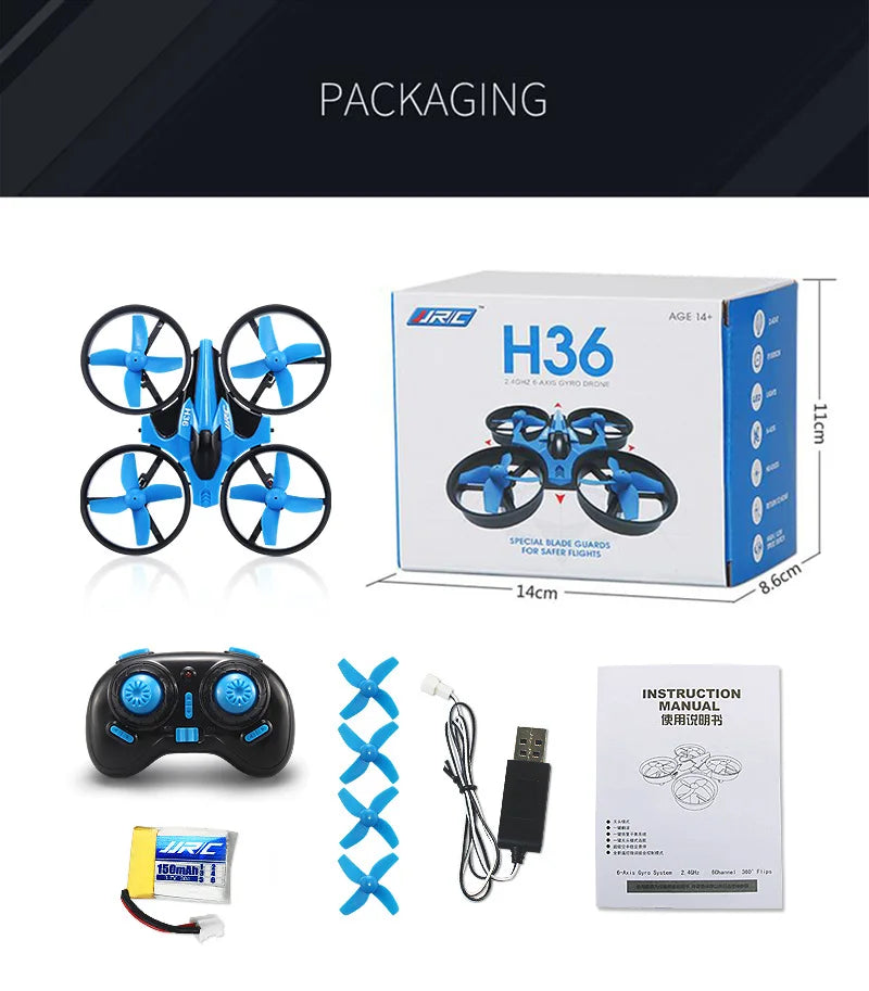JJRC H36 RC طائرة صغيرة بدون طيار - طائرة هليكوبتر 4CH لعبة كوادكوبتر بدون رأس 6 محاور مفتاح واحد إرجاع 360 درجة فليب LED ألعاب RC VS H56 H74 34 JJRC H36 RC Mini Drone, #CUI ELADI Cuatd Iomiucmi 14