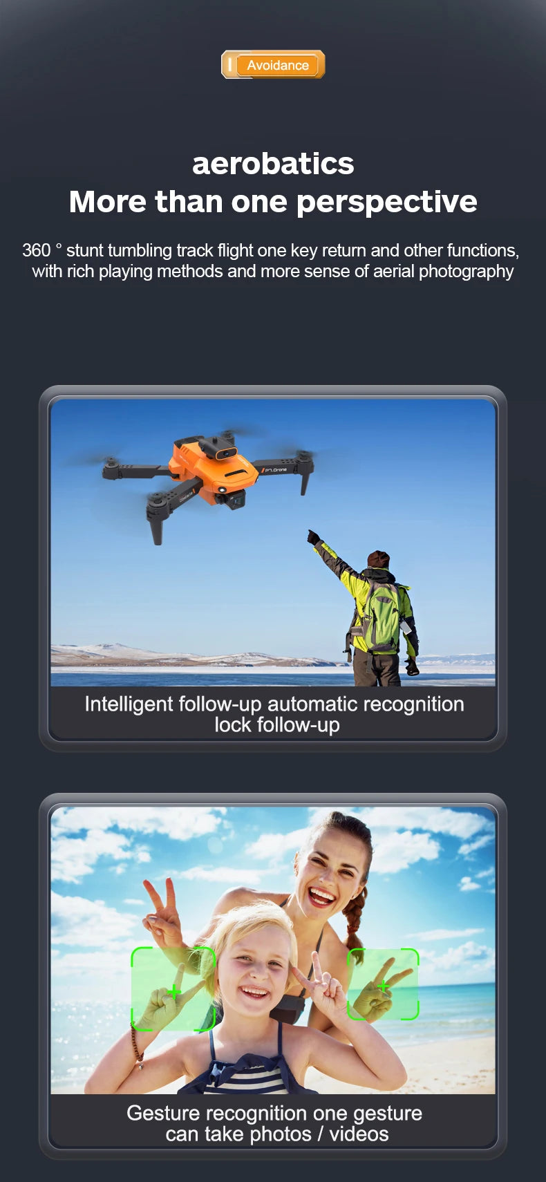 KBDFA NEW P7 Mini Drone, avoid aerobatics more than one perspective 360 stunt tumbling