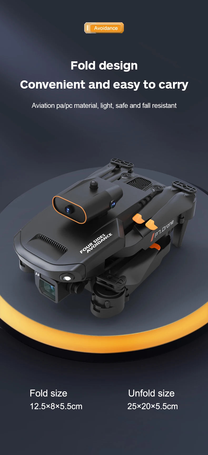KBDFA NEW P7 Mini Drone, avoidance fold design convenient and easy to carry aviation palpc material
