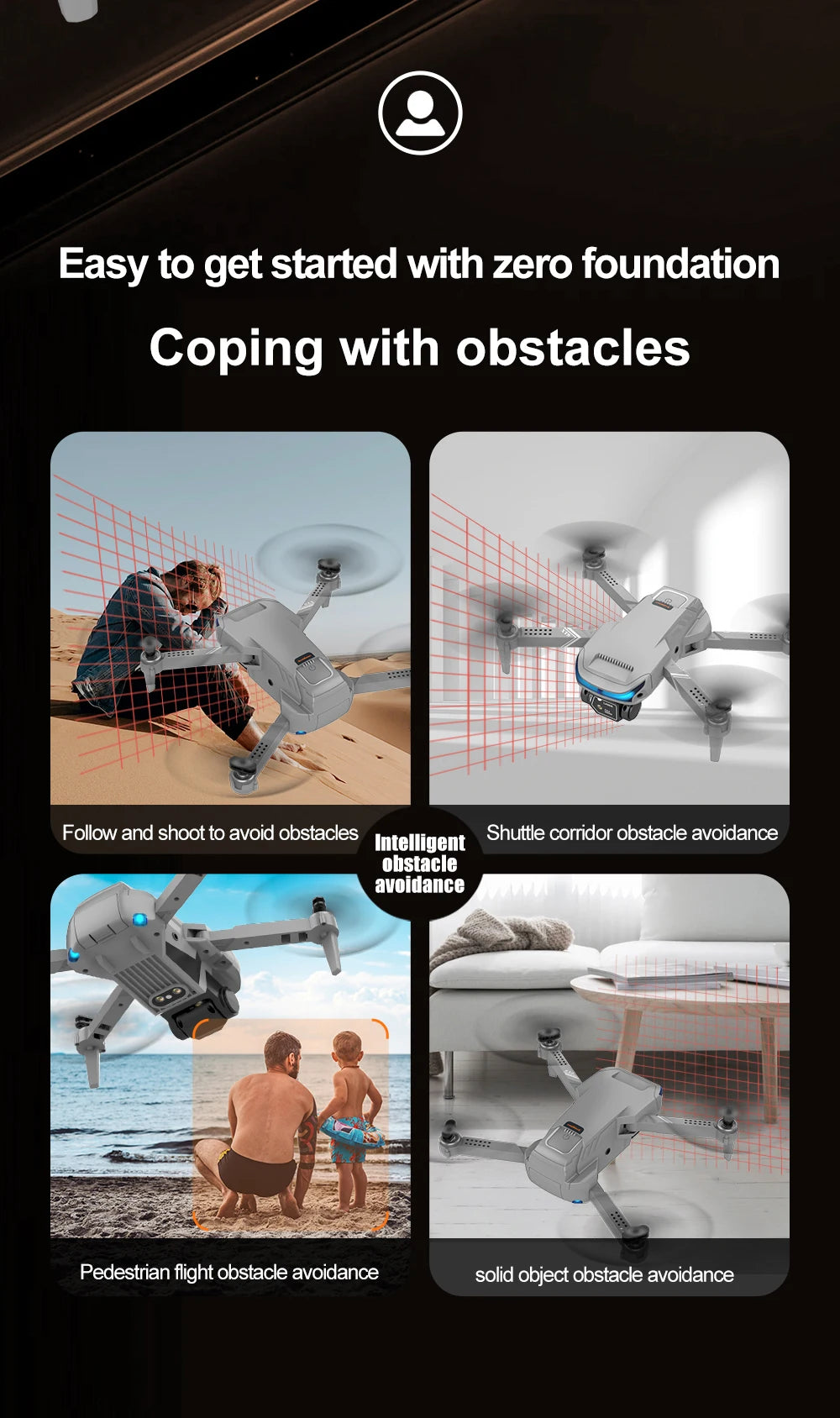 XT9 Mini Drone, easy to start with zero foundation coping with obstacles shuttle corridor obstacle avoid