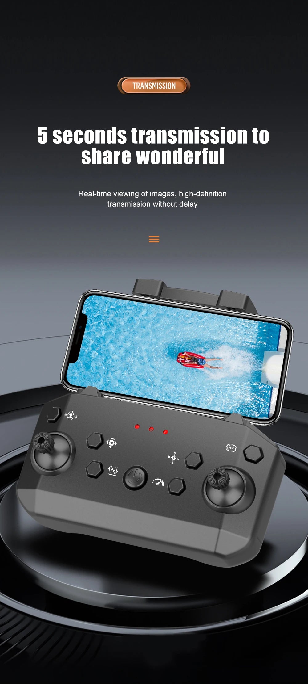XT9 Mini Drone, transmission 5 seconds transmission to share wonderful real-time viewing of images,