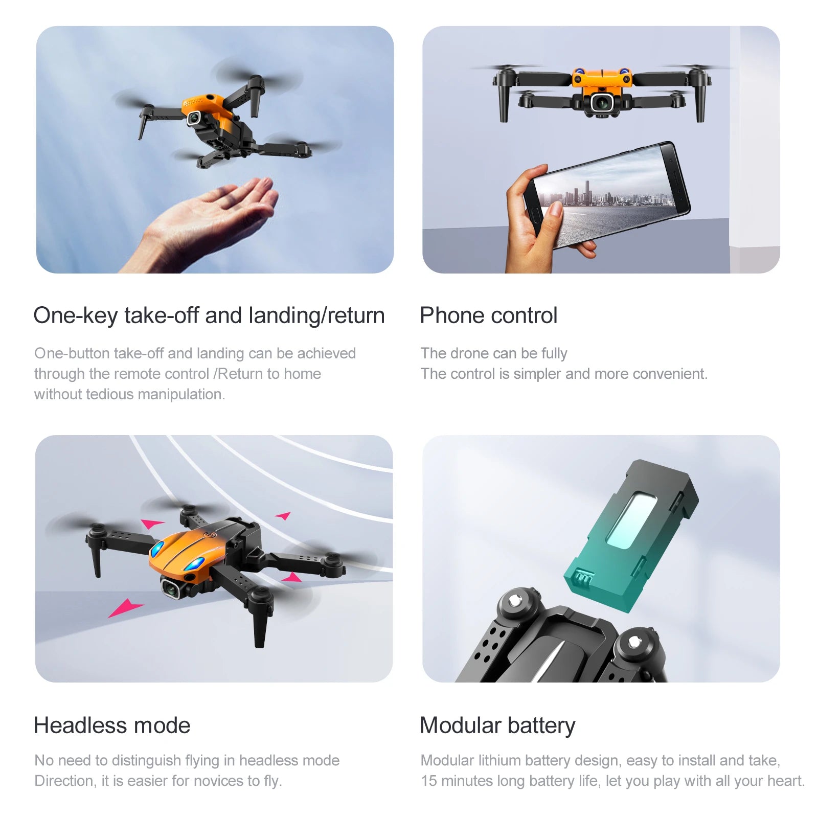 KBDFA KY907 Mini Drone, headless mode modular battery design, easy to install and take, direction