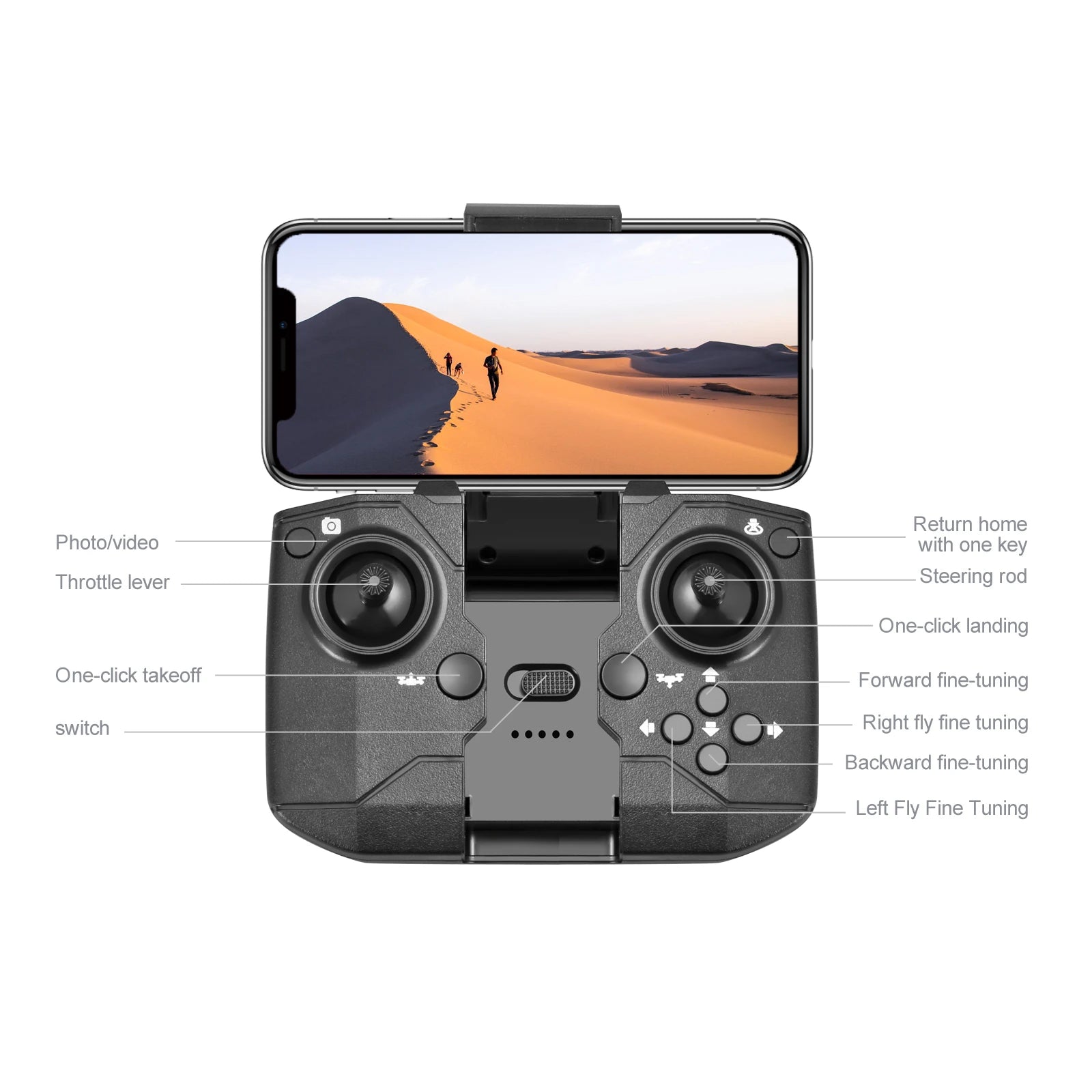one-click takeoff forward fine-tuning switch right fly