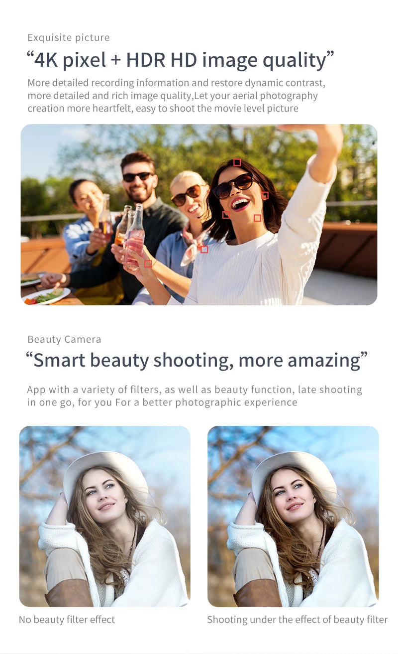 QJ KY905 Mini Drone, "smart beauty shooting; more amazing" app with a