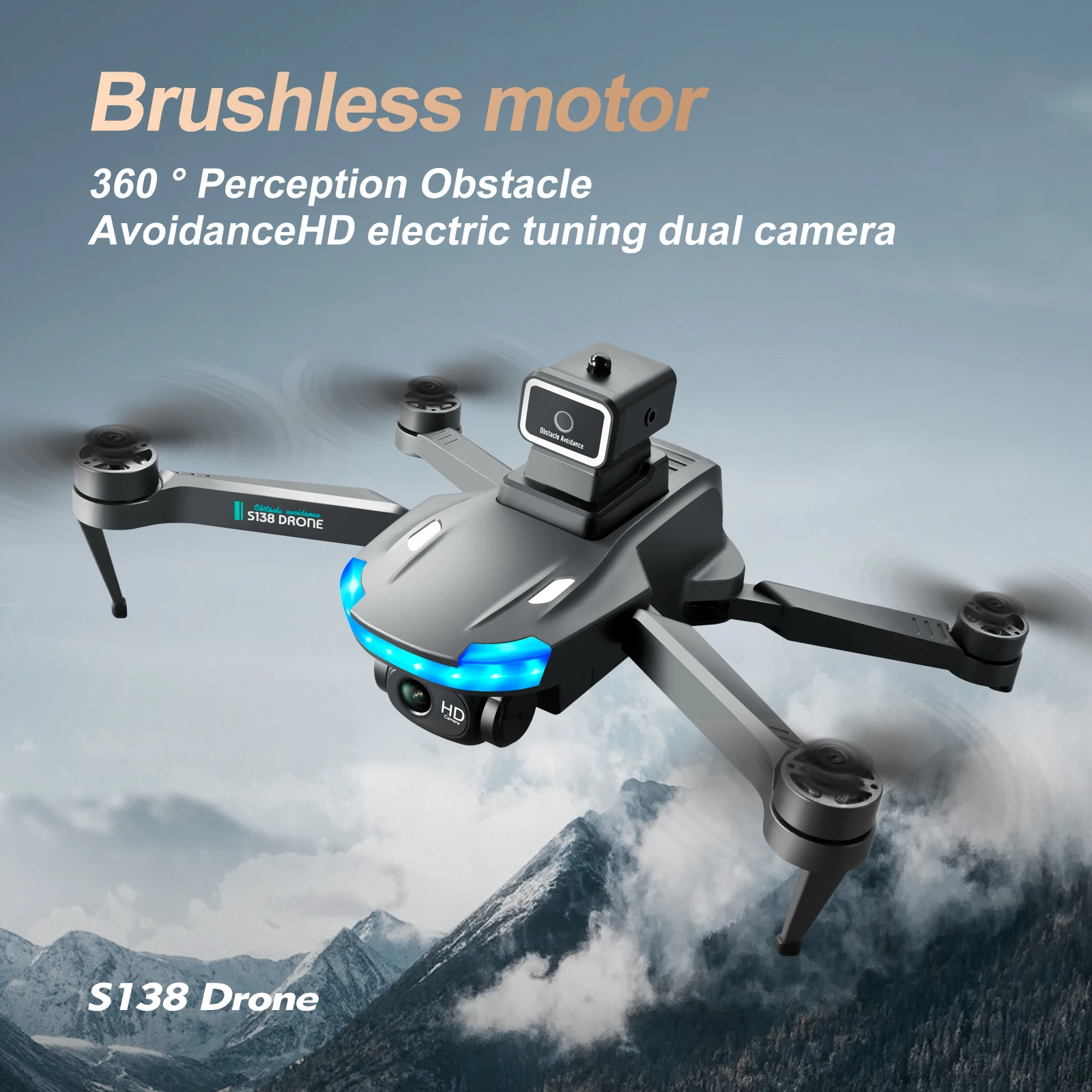 KBDFA S138 Drone, brushless motor 360 perception obstacle avoidancehd electric tuning dual camera