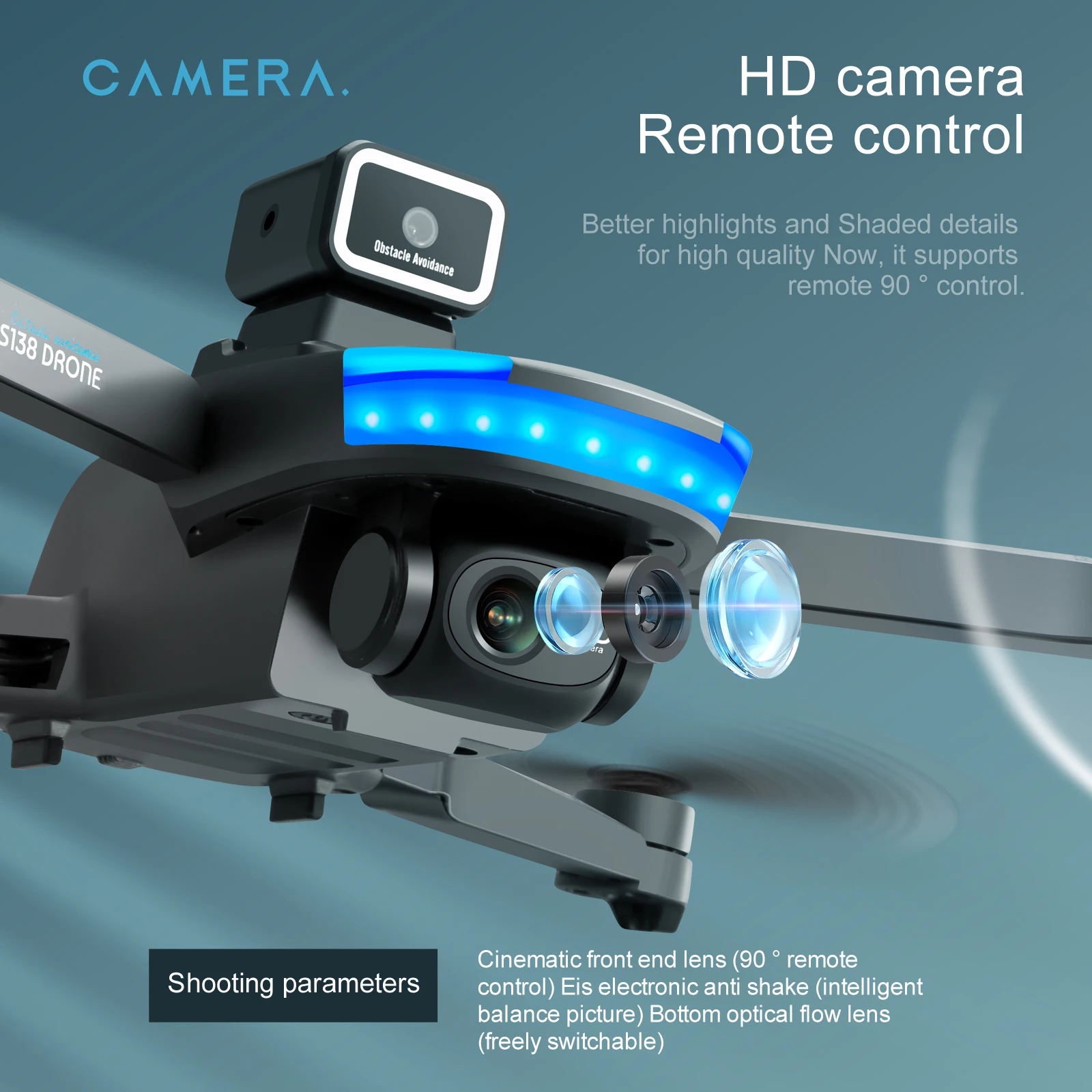 KBDFA S138 Drone, hd camera remote control better highlights and shaded details for high