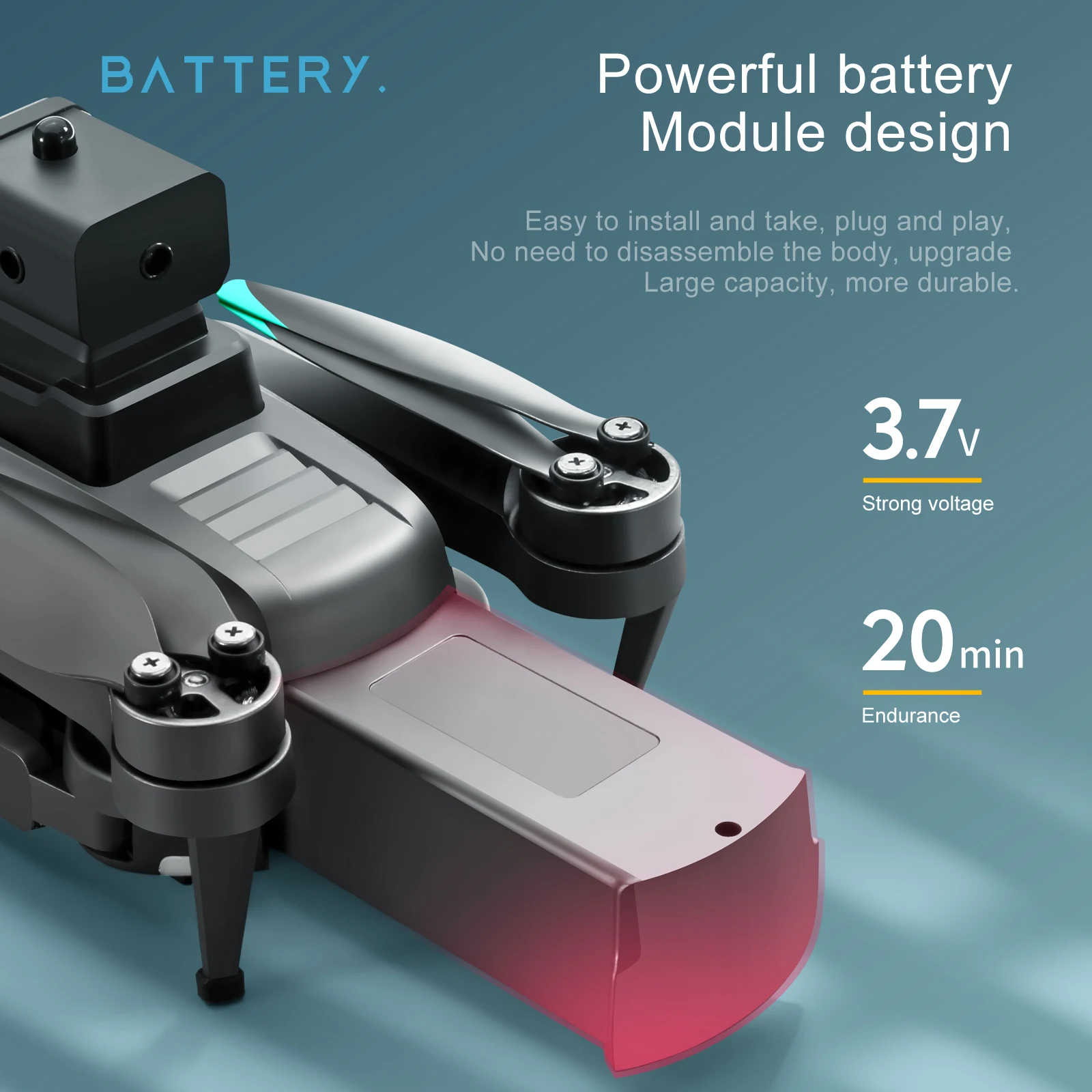 KBDFA S138 Drone, powerful battery module design easy to install and take, plug and play;