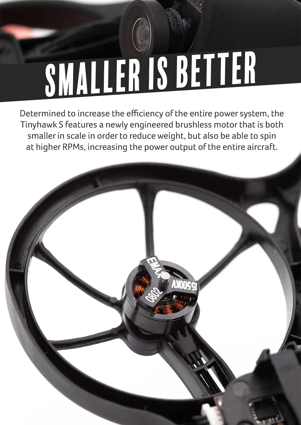 Emax 2S Tinyhawk S Mini FPV Racing Drone, the Tinyhawk S features a newly engineered brushless motor that is both smaller in