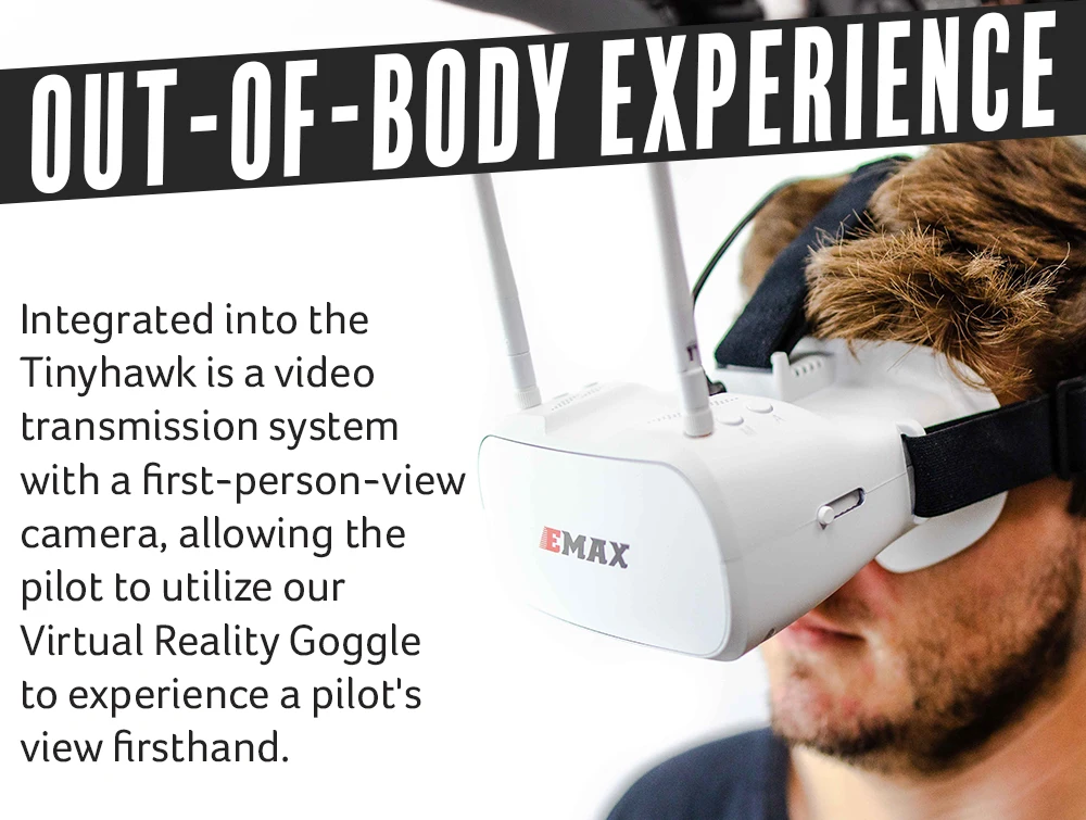 Emax 2S Tinyhawk S Mini FPV Racing Drone, QUT OF-BQDY EXPERIEHCE is a video transmission system