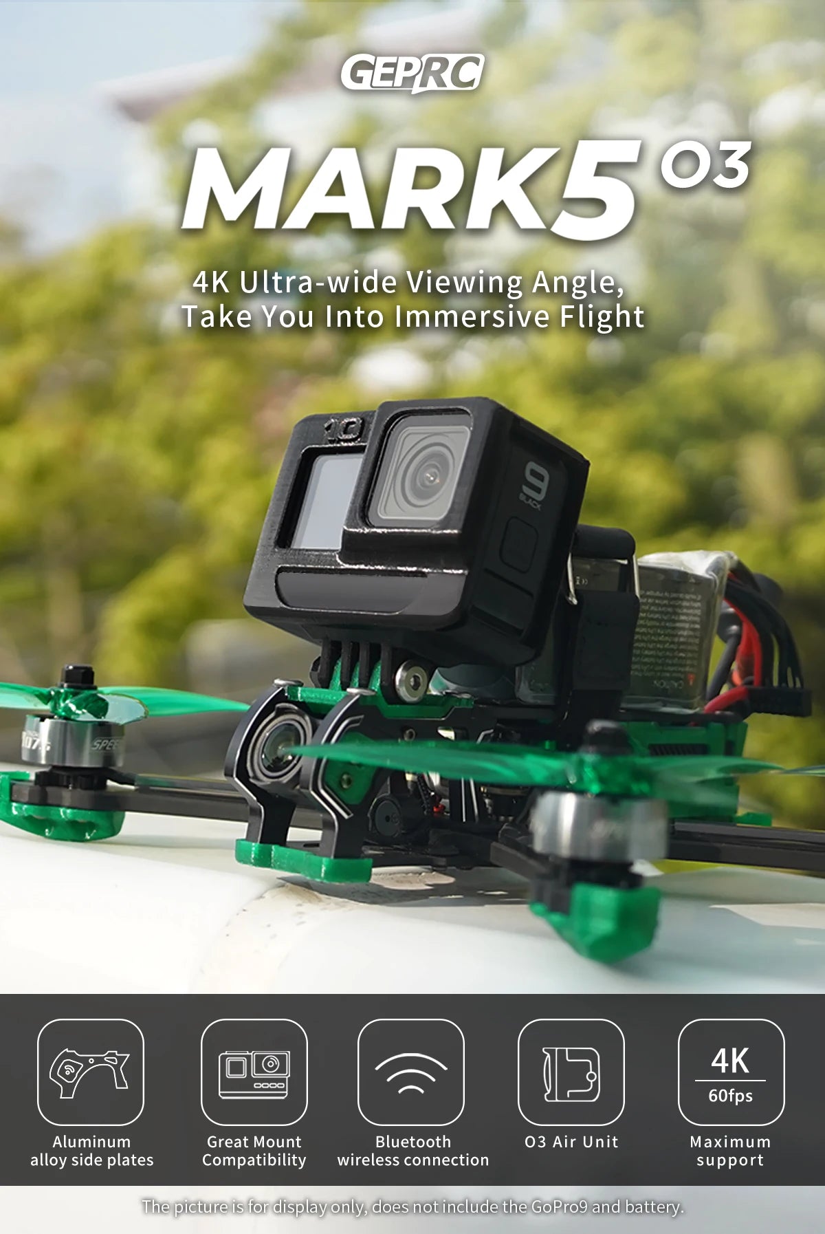 GEPRC MARK5 HD O3 Freestyle FPV Drone, GEPRC MARK503 4K Ultra-wide Viewing Angle; Take You 
