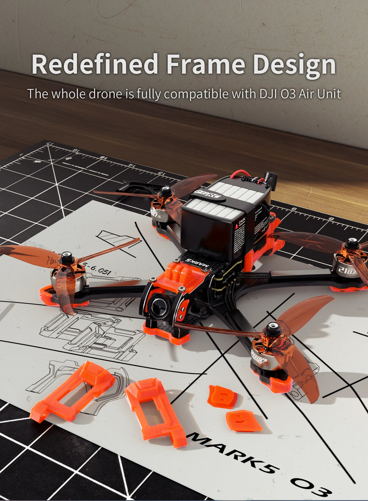 GEPRC MARK5 HD O3 Freestyle FPV Drone, Redefined Frame Design The whole drone is fully compatible with DJI 03 Air Unit 381 6,