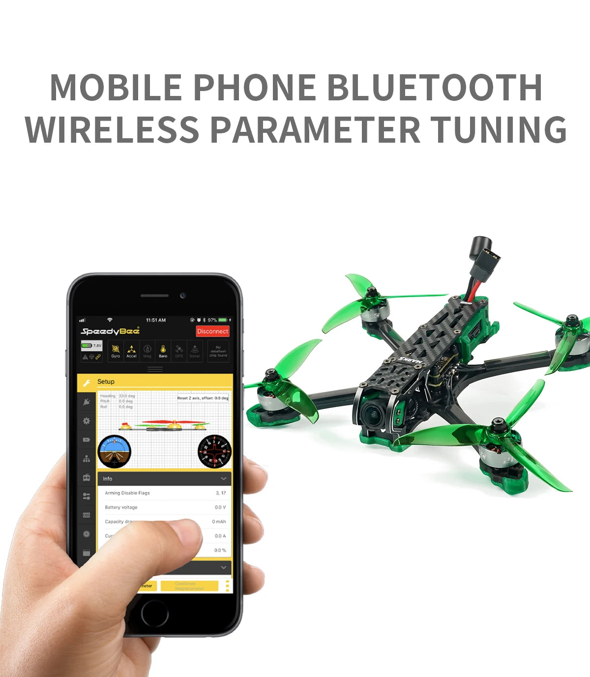 GEPRC MARK5 HD O3 Freestyle FPV Drone, MOBILE PHONE BLUETOOTH WIRELESS PARAMETER T