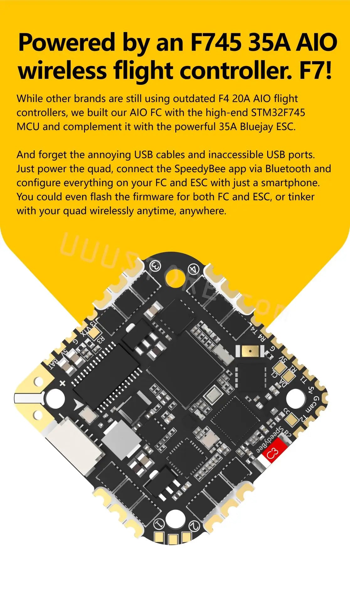 SpeedyBee Flex25 Analog, Powered an F745 35A wireless flight controller . powered by the high-end
