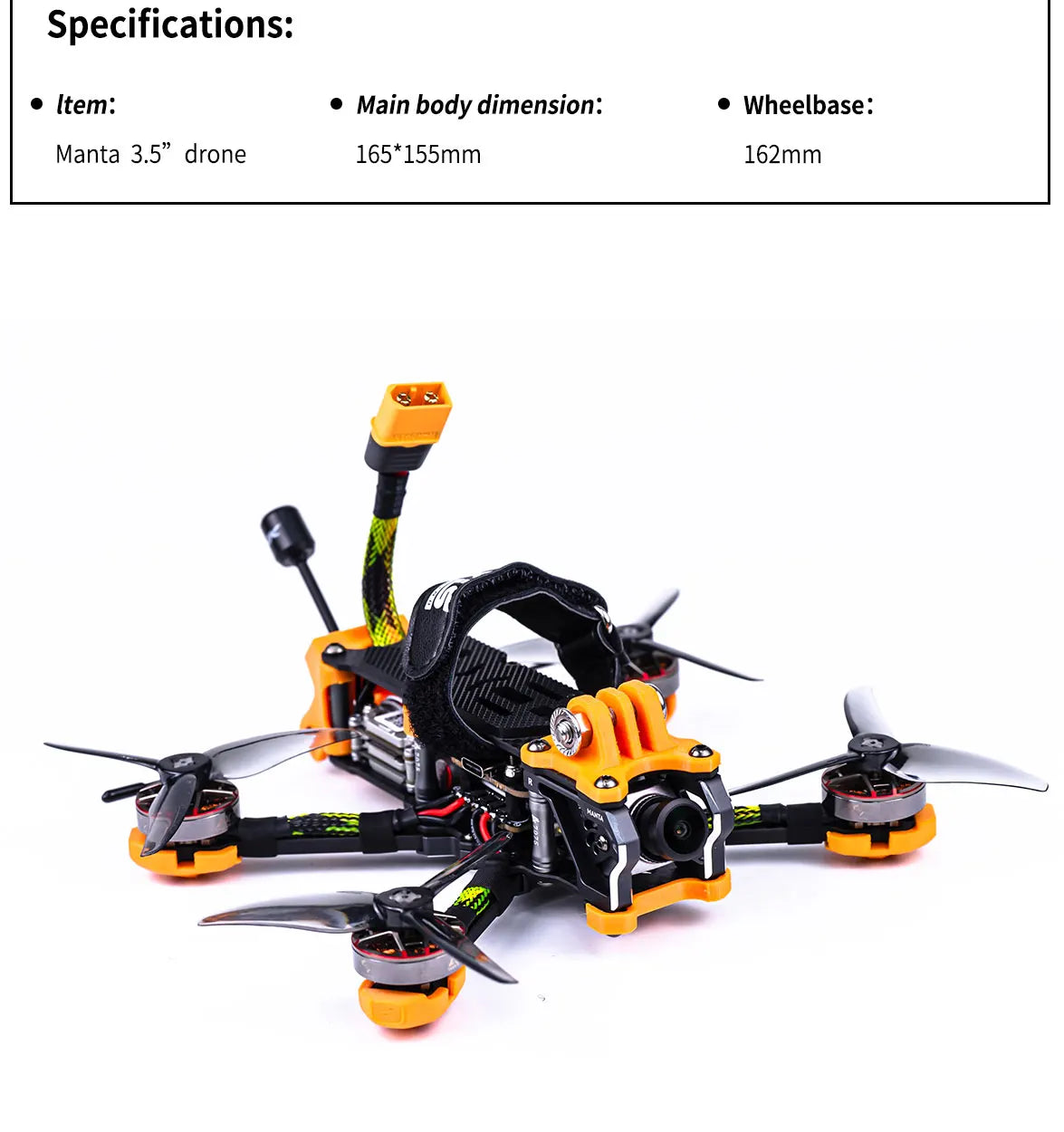 Axisflying MANTA3.5", Manta 3.5" drone 165*155mm 162mm main body dimension: