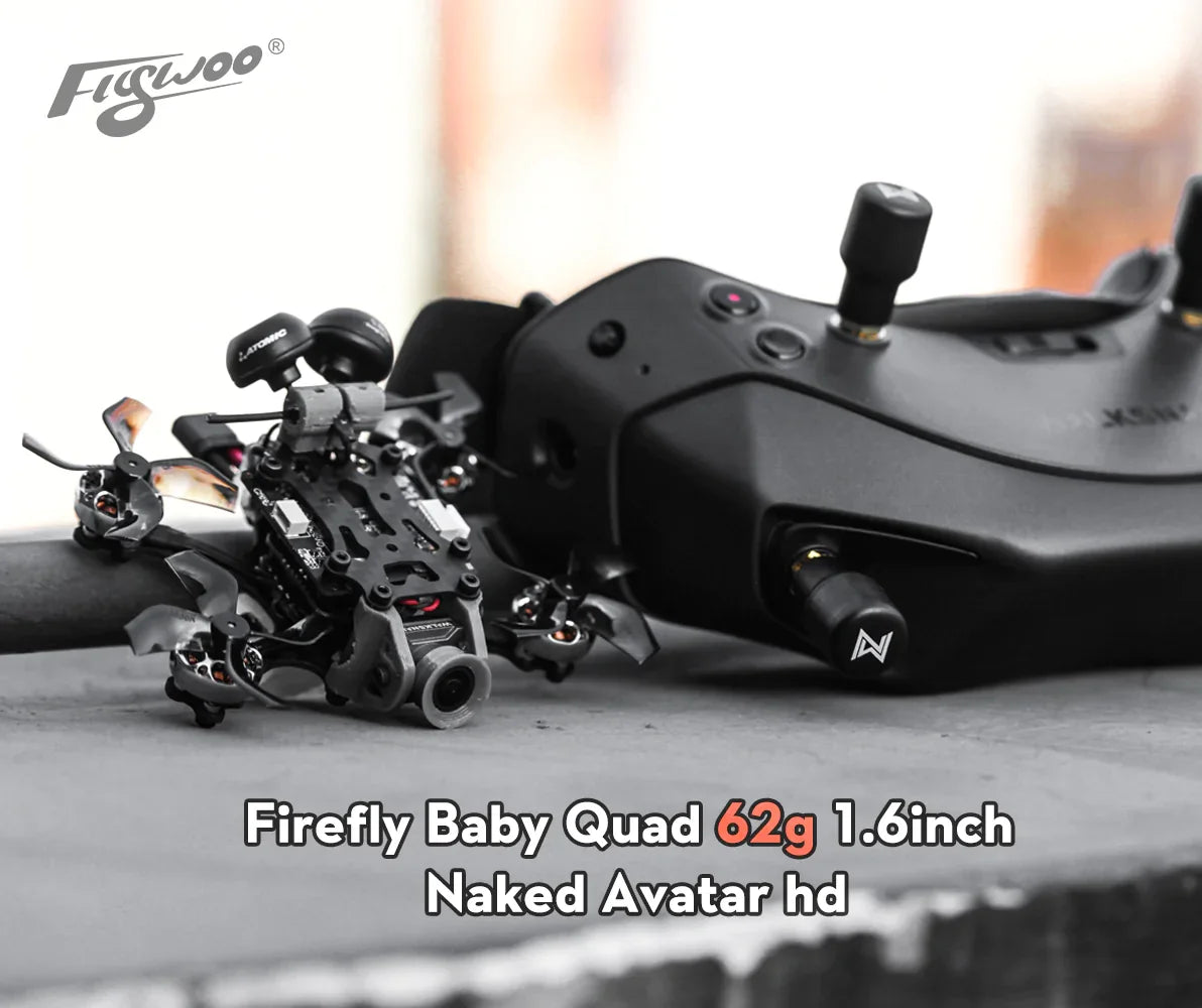 FLYWOO Firefly 1.6 بوصة Baby Quad HD V1.3 Walksnail Avatar Micro Drone 1203 5500KV 6 Firefly Baby Quad 62g Ix8inch Naked Avatar h