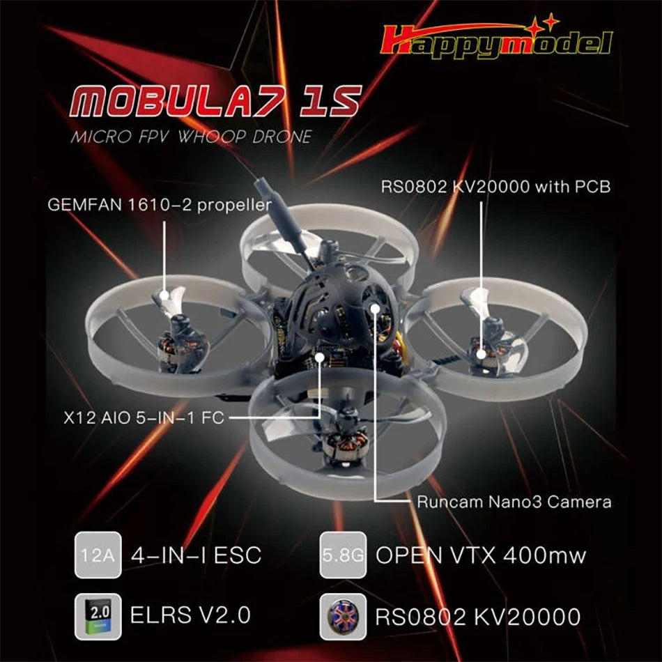 Happymodel Mobula 7 - 1S/HD 75mm Micro FPV, Happymodel Mobula 7, @pppuodal Mobulaz 1S MICRO FPV WHO