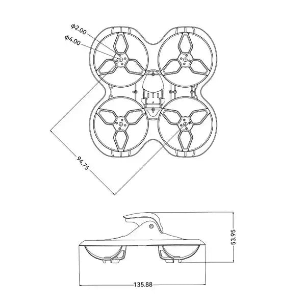 BETAFPV Cetus X Brushless Whoop Frame 8 Equipped with M04 400mW VTX and C04 FPV camera that