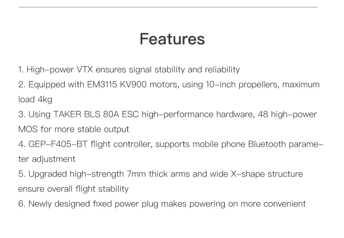 GEPRC EF10 1.2G 2W Long Range 10inch FPV - EM3115 KV900 TAKER BLS 80A ESC High-performance RC Quadcopter Freestyle Drone Airplane 7 GEPRC EF10 1.2G 2W Long Range 10inch FPV, GEP-F405-BT flight controller, supports mobile phone Bluetooth parame _