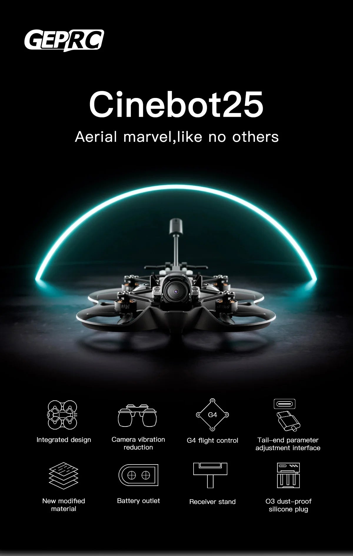 GEPRC Cinebot25 HD O3 FPV Drone - 2.5 بوصة Racing Freestyle Quadcopter TAKER G4 45A AIO FC SPEEDX2 1404 4600KV Motor RC 128K PWM 8 GEPRC Cinebot25 HD O3 FPV Drone, GEPRC Cinebot25 Aerial marvel,like no thers buhl