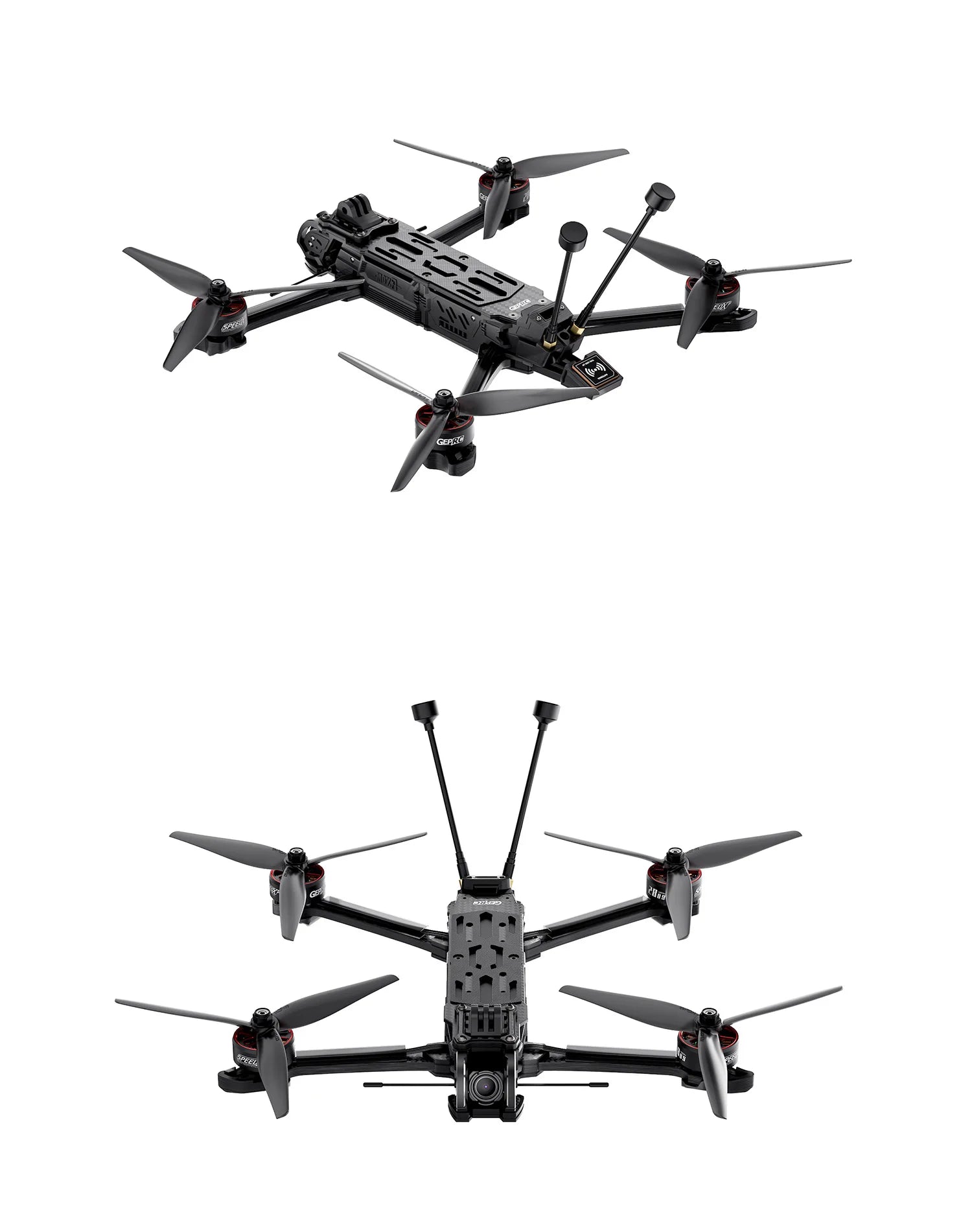GEPRC MOZ7 HD, the camera is mounted with a full range of GoPro cameras, Insta 360 Go2