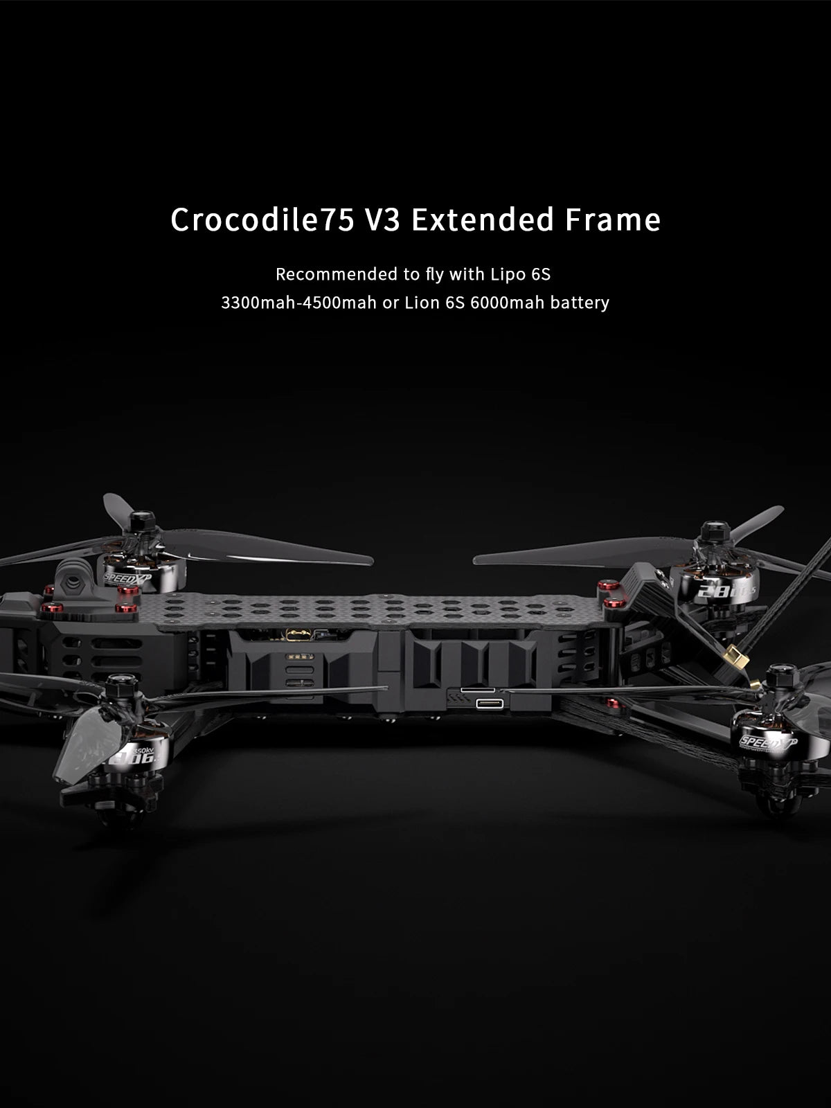 GEPRC Crocodile75 V3 HD - Avatar V2 Long Range FPV 7.5inch 6S TAKER 60A Stack O3 Air Unit 2806.5 1350KV Motor TBS NanoRX GPS FPV 14 GEPRC Crocodile75 V3 HD, Crocodile75 V3 Extended Frame Recommended to fly with Lipo 6S 3300